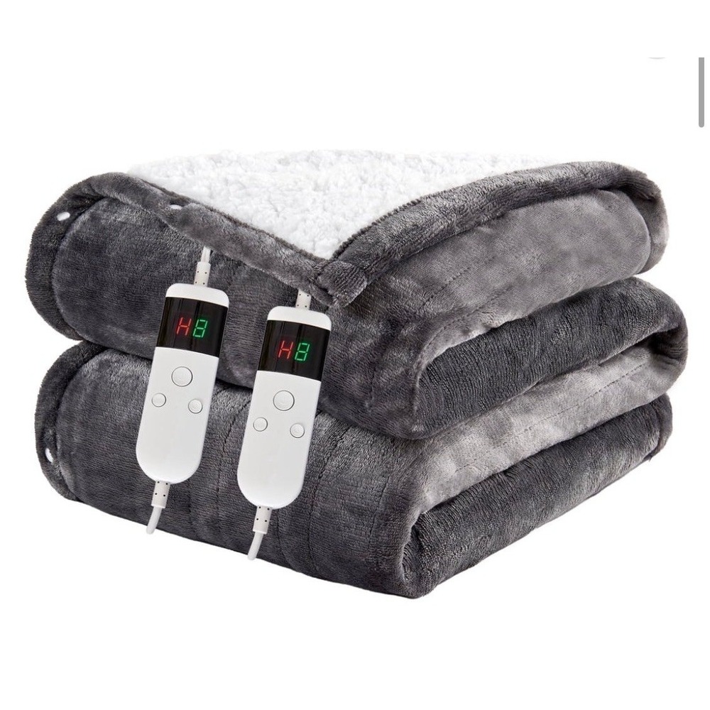 Full Size Electric Heated Blanket 72" x 84" Gray Fuzzy Fast Heat Model YZH 5060t